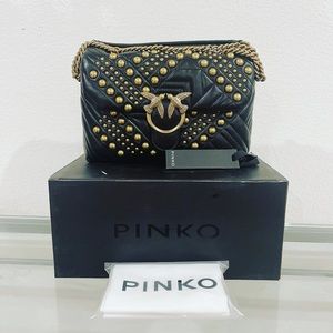 Pinko Embellished Quilted Shoulder Bag - Black